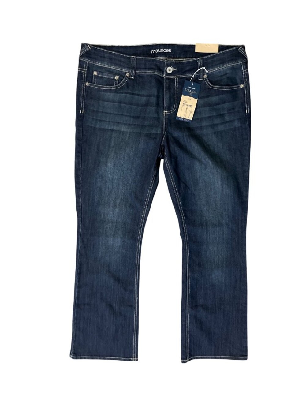 Maurices Ely Straight Fit Slim Boot Jeans Womens 18 Regular Dark Wash 32x40 NEW